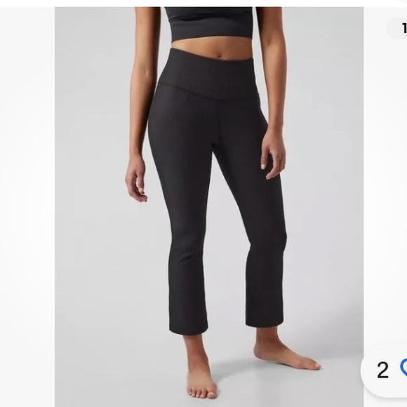 Athleta Elation SP Rib Crop Flare Small Petite Black #987301 Yoga - Picture 1 of 7